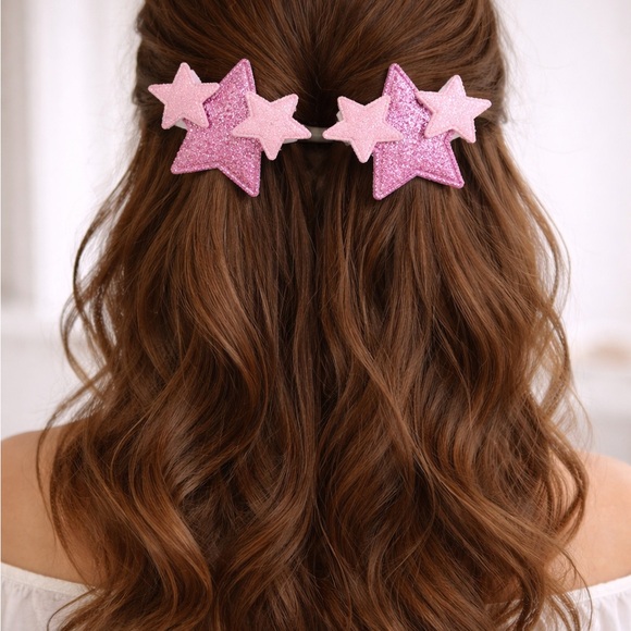 paparazzi Other - Paparazzi Glittery Pink Star Hair Clips